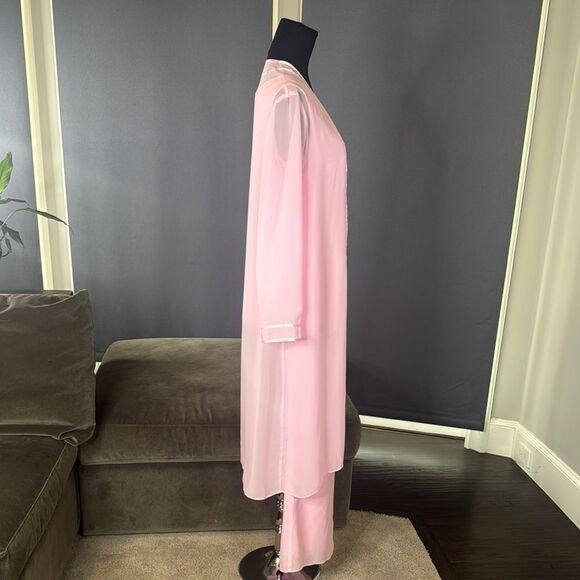Women’s Pink Chiffon 3 Piece Formal Mother of the Bride Pants Suit Size 8 NEW - Picture 3 of 15